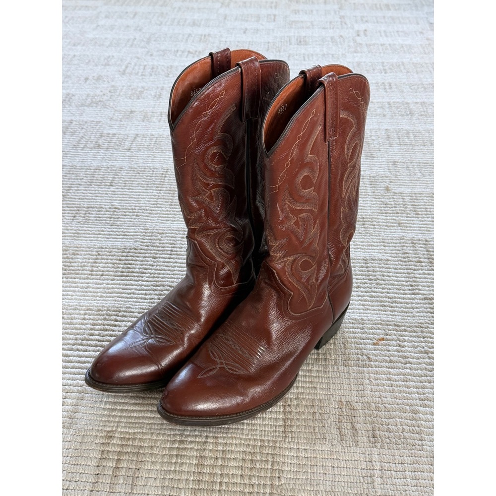 Dan Post Mens Cognac Leather Western Cowboy Boots DP 2111 R Size 10.5 EW